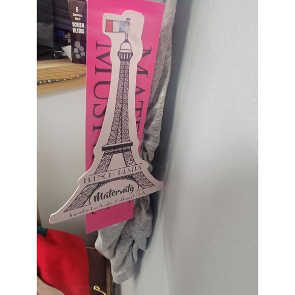 French Pastry "Preggers" Maternity T-Shirt XL Gray - Picture 7 of 9